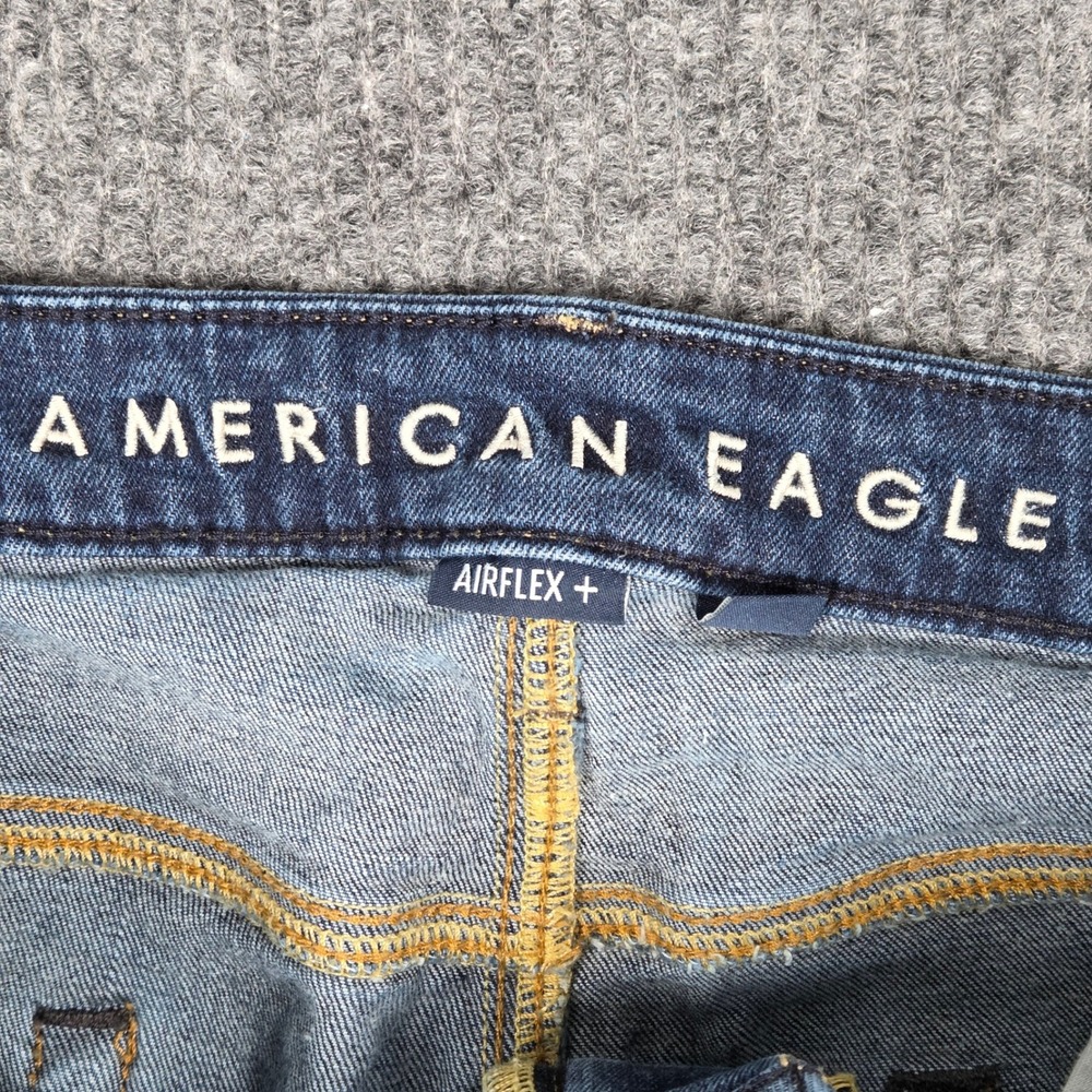 American Eagle Airflex+ Mens 36x32 Medium Wash Blue Stretch Straight Jeans - Picture 3 of 9